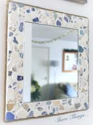 Sea Pottery Mosaic Mirror Nautical Rope Edge, Isle Of Wight Seaglass - thumbnail 1