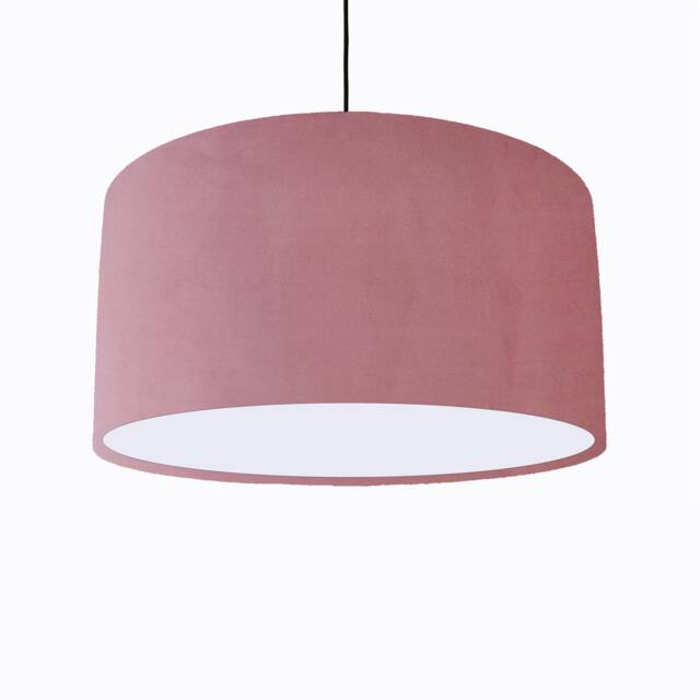 Light Pink Lampshade in Velvet With White Lining - image 1