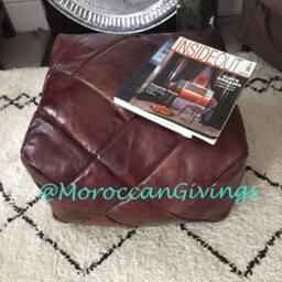 Moroccan Pouf Large/Luxurious Design Floor Cushions Footstool Berber Pouf Ottoman Leather Unstuffed - thumbnail 2