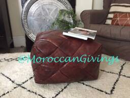 Moroccan Pouf Large/Luxurious Design Floor Cushions Footstool Berber Pouf Ottoman Leather Unstuffed