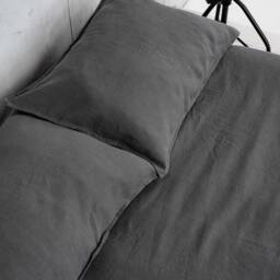 Gray Linen Bedding Set, Stonewashed Duvet Cover & Pillowcases - thumbnail 3