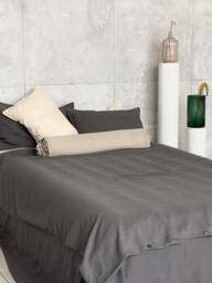 Gray Linen Bedding Set, Stonewashed Duvet Cover & Pillowcases - thumbnail 1