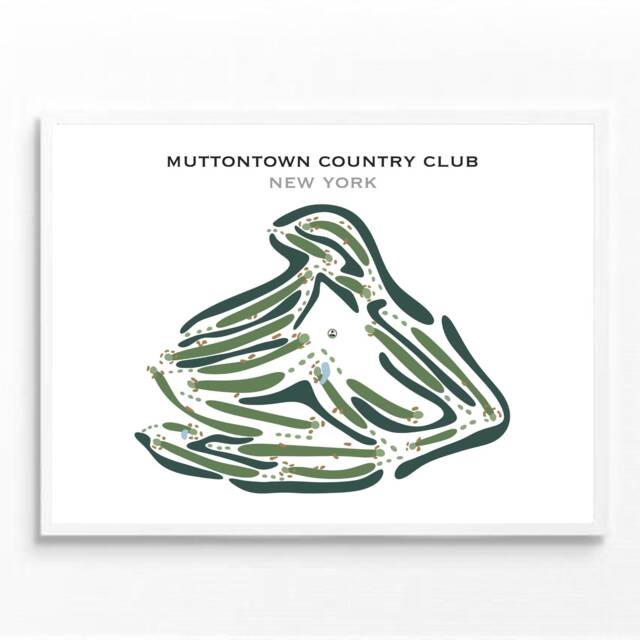 Muttontown Country Club, Ny Golf Course Map Wall Art, Golfer Lover Gift For Him, Housewarming Gift, Sport Man Cave Home Decor - image 1