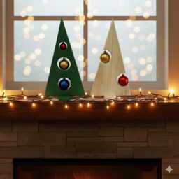 Handmade Wooden Christmas Tree Ornament Stand - Rustic Holiday Decor Minimalist Festive Display - thumbnail 2