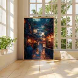 Tokyo Street Poster, Japanese Night Scene, Urban Art Print, City Lights, Vintage Art, Neon - thumbnail 2