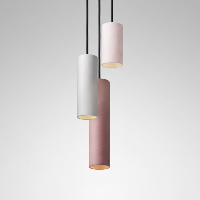 Pendant Minimalist Concrete Lamp Cromia Trio in Burgundy, Light Grey & Pink - image 1
