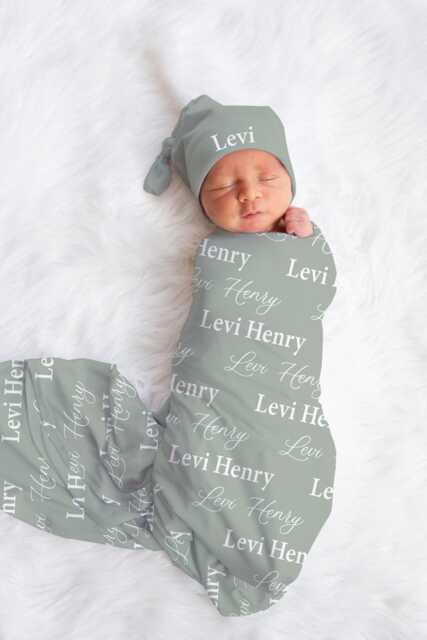 Personalized Baby Name Blanket, Gift, Custom Coming Home, Gender Neutral Hospital Shower Js14 - image 1