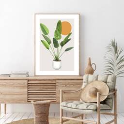 House Plant Illustration Print, Leaf Botanical Art, Modern Kitchen Wall Home Decor, Gift Ideas, Prints, Art - thumbnail 3