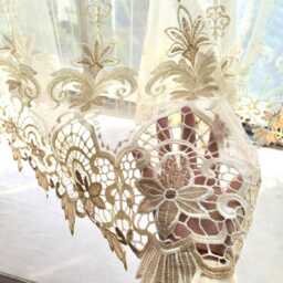 Custom Noren Voile Embroidered Vintage Sheer Curtains For Living Room & Bedroom - thumbnail 4