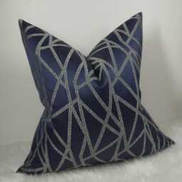 Geometric - Indigo Blue Designer Clarke & Cushion Cover Glamorous Fabric, Modern Sofa Bed Pillow Accent Home Decor - thumbnail 3