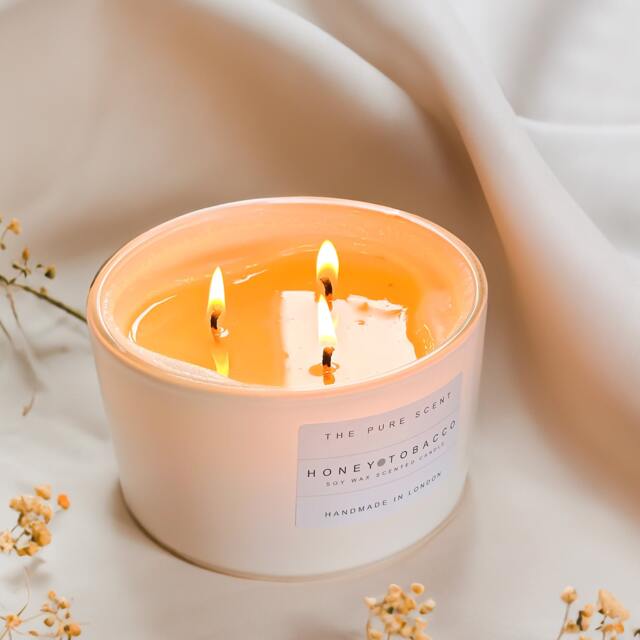 Honey & Tobacco Soy Candle Large 3-Wick Scented Candle - image 1