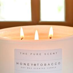 Honey & Tobacco Soy Candle Large 3-Wick Scented Candle - thumbnail 2