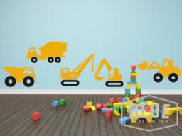 Construction Vehicles Vinyl Wall Decals - Trucks Decal Nursery Sticker Child's Room - thumbnail 1