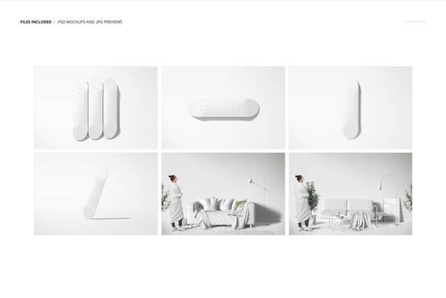 Skateboard Decks Wall Decor Mockup Set - Psd - image 1