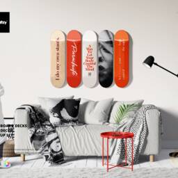 Skateboard Decks Wall Decor Mockup Set - Psd - thumbnail 2