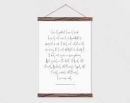 Poster Hanger- Love Is Patient- Bible Verse Canvas Print With Wood Wedding Vows - Flat Canvas-Gift For Her- Hanger Frames - thumbnail 1