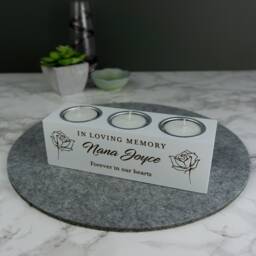 Remembrance Tea Light Holder. Personalised Wooded Memorial Candle in Loving Memory Condolence Sympathy Gift L87 - thumbnail 3