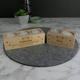 Remembrance Tea Light Holder. Personalised Wooded Memorial Candle in Loving Memory Condolence Sympathy Gift L87 - thumbnail 4