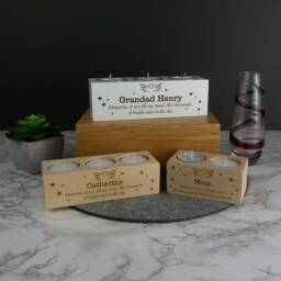 Remembrance Tea Light Holder. Personalised Wooded Memorial Candle in Loving Memory Condolence Sympathy Gift L87 - thumbnail 2
