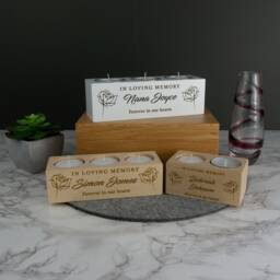 Remembrance Tea Light Holder. Personalised Wooded Memorial Candle in Loving Memory Condolence Sympathy Gift L87