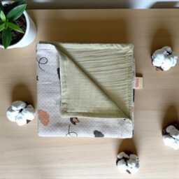 Organic Cotton Muslin Baby Blanket, Soft Newborn Swaddle - thumbnail 1