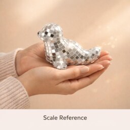 Mirror Mosaic Seal Figurine - Silver Disco Decor Sparkle Home Accent Gift Personalised Option - thumbnail 3