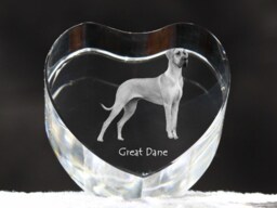 Great Dane, Crystal Heart With Dog, Souvenir, Decoration, Limited Edition, Collection - thumbnail 1
