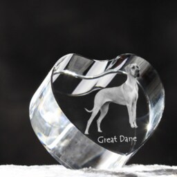 Great Dane, Crystal Heart With Dog, Souvenir, Decoration, Limited Edition, Collection - thumbnail 3