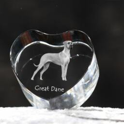 Great Dane, Crystal Heart With Dog, Souvenir, Decoration, Limited Edition, Collection - thumbnail 2