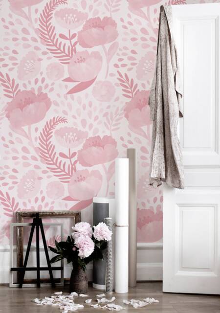 Shabby Poppy Wall Mural, Classic Poppy, Floral Decor, Self Adhesive, Peel & Stick, Nursery Wallpaper, Repositionable, Decor #137 - image 1