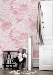 Shabby Poppy Wall Mural, Classic Poppy, Floral Decor, Self Adhesive, Peel & Stick, Nursery Wallpaper, Repositionable, Decor #137