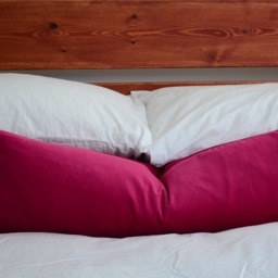 Raspberry Pink Velvet Lumbar Pillow, Cotton Cushion - thumbnail 2