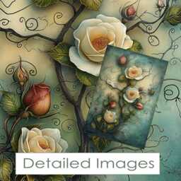 Gothic White Climbing Rose Decoupage Paper Fantasy Art Print - thumbnail 2