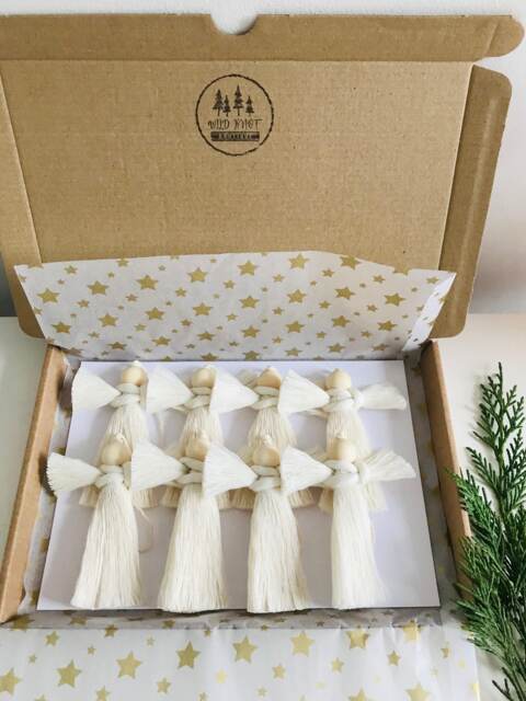 Macrame Mini Angels - Baptism Angel Gift Christening Keepsakes Confirmation Holy Communion Favours Boho Christmas Tree Ornaments - image 1