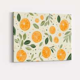 Watercolour Orange Citrus Leaf Repeat Pattern Canvas Wall Art Print Decor Picture Ready To Hang - thumbnail 4
