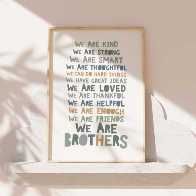 Brothers Print, Sage Green Boys Bedroom Decor, Nursery Wall Art, Twins Playroom Prints, Toddler Bedroom, Poster - image 1