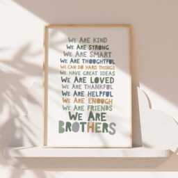 Brothers Print, Sage Green Boys Bedroom Decor, Nursery Wall Art, Twins Playroom Prints, Toddler Bedroom, Poster - thumbnail 1
