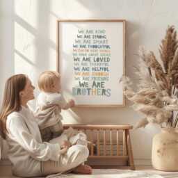 Brothers Print, Sage Green Boys Bedroom Decor, Nursery Wall Art, Twins Playroom Prints, Toddler Bedroom, Poster - thumbnail 3