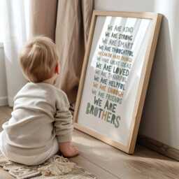 Brothers Print, Sage Green Boys Bedroom Decor, Nursery Wall Art, Twins Playroom Prints, Toddler Bedroom, Poster - thumbnail 2