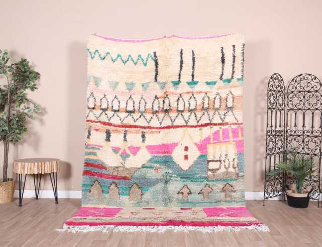 Authentic Boujad Rug, Pink Moroccan Rug 6x8 Ft - image 1