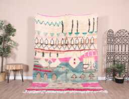 Authentic Boujad Rug, Pink Moroccan Rug 6x8 Ft - thumbnail 1