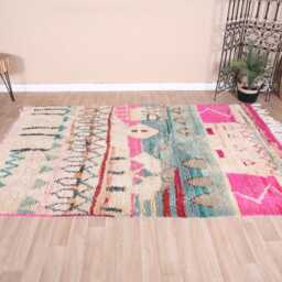 Authentic Boujad Rug, Pink Moroccan Rug 6x8 Ft - thumbnail 2