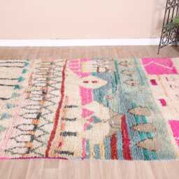 Authentic Boujad Rug, Pink Moroccan Rug 6x8 Ft - thumbnail 3
