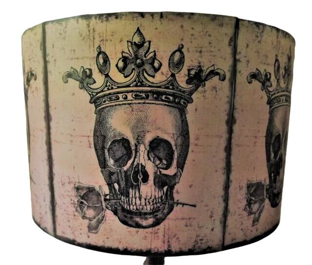 Grunge Skull Lampshade, Distressed, Aged Finish, Gothic, Halloween, By Fatta Da Mamma Free Gift - image 1