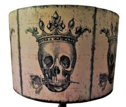 Grunge Skull Lampshade, Distressed, Aged Finish, Gothic, Halloween, By Fatta Da Mamma Free Gift - thumbnail 1