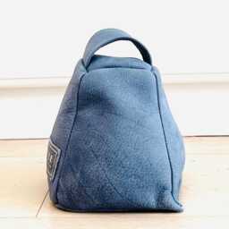 Hand Made Luxury Door Stop in Jeans Coloured Nubuck Leather, Out Of Filled With Sand. Cute & Practical. Great Gift - thumbnail 3