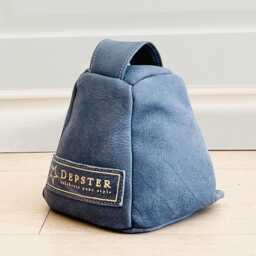 Hand Made Luxury Door Stop in Jeans Coloured Nubuck Leather, Out Of Filled With Sand. Cute & Practical. Great Gift - thumbnail 2