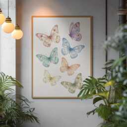 Watercolor Botanical Butterflies Art Print Pastel Dreamy Spring Wall Decor - thumbnail 3