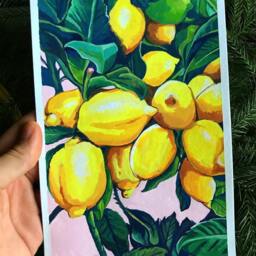Lemon Watercolor Painting Print For Modern Kitchen Wall Art - thumbnail 3