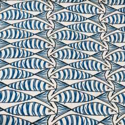 Blue & White Sardine Fish Drum Lampshade, Nautical Decor - thumbnail 3